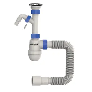 Сифон для умывальника Mixxus SU-02-B 1 1/2"x40 с литым выпуском и отводом для стиральной машины (MI8185) №1