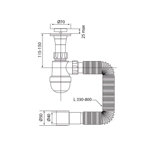 Сифон для умивальника Mixxus SU-02-A 1 1/2"x40 з литим випуском (MI8184) №2