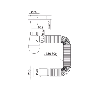 Сифон для умывальника Mixxus SU-09-A 1 1/4"x32 с литым выпуском (MI8189) №2