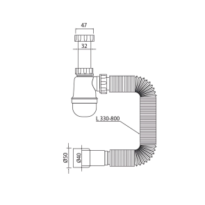 Сифон для умивальника Mixxus SU-04-A 1 1/4"x32 без випуску 32*40/50 (MI8181) №2