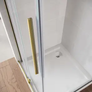 Двері у нішу Walk-In розсувні Koer SR SD07-120x200-L-TR-12 прозоре скло Easy Clean 8мм Матове золото (KR5687) №4