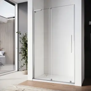 Дверь в нишу Walk-In раздвижная Koer SR SD07-120x200-L-TR-01 прозрачное стекло Easy Clean 8мм Хром (KR5686) №2