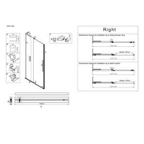 Двері у нішу Walk-In розсувні Koer SR SD07-120x200-R-TR-07 прозоре скло Easy Clean 8мм Графіт (KR5775) №3