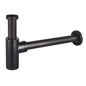 Сифон для раковини Champion SIPHON-02 BLACK без випуску (під донний клапан) без ревізії (Колір чорний) 1 1/4'' (CH0369) №1