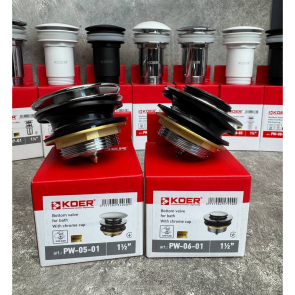 Донный клапан для ванны Koer PW-06-01 1 1/2'' автоматический СLICK-СLACK (Цвет хром) (KR5799) №9