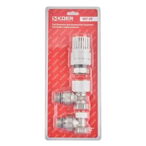Комплект для підключення радіатора Koer SET-29 - 1/2'' (кутовий) з термоголовкою (KR5716) №1