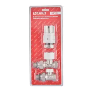 Комплект для підключення радіатора Koer SET-30 - 1/2'' (прямий) з термоголовкою (KR5717) №1