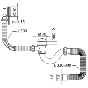 Сифон для ванны Mixxus SV-01-A 1 1/2" прямоточный с выпуском и переливом (MI8201) №2