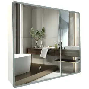 Дзеркальна шафка Mixxus Premium Olivary CM01-80x70x13 з LED Touch, димером, регулятором яскравості (MI8296) №1