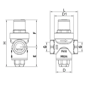 Редуктор давления Roho R1201-075 - 3/4" ВВ, PN16 (1-5,5 бар) поршневой (RO0144) №3