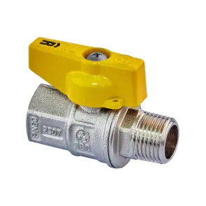 Кран шаровой ГАЗ, ручка "бабочка" желтая Roho R111-050G - 1/2" ВЗ (RO0241) №1
