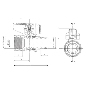 Кран шаровой ГАЗ, ручка "бабочка" желтая Roho R111-050G - 1/2" ВЗ (RO0241) №2