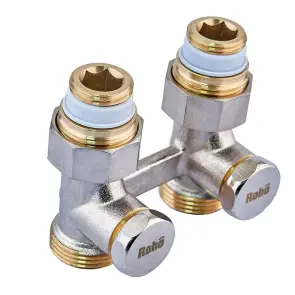 Кран запорный для радиатора Н-образный Roho R5350-075 - 3/4" прямой (RO0213) №1
