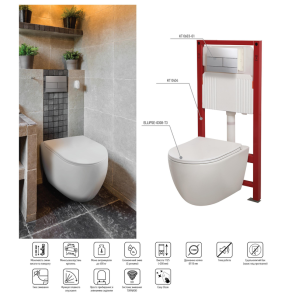Комплект: Mixxus Premium Ellipse-SET-2102 (в 2 ящ) Унитаз система смыва Tornado 3.0+ Установка Koer KT-0404 + панель KT-0604-01 Chrome (MP6690) №4