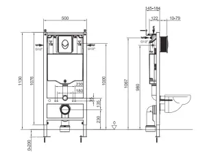 Інсталяція для підвісного унітазу Koer KT-0503-01 500x126x1150mm з панеллю змиву KT-0606-01 Хром (KR5347) №9