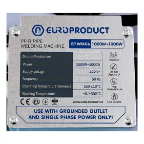 Паяльник Europroduct EP.WM06 для PPR труб (плоскі насадки) 50/110mm (EP6096) №3