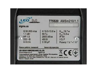 Насос відцентровий 1.1кВт Hmax 19.7м Qmax 300л/хв (нерж) LEO 3.0 (775520) №5