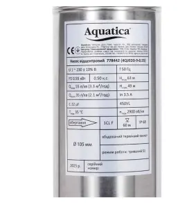Насос відцентровий 0.55кВт H 63(49)м Q 55(35)л/хв Ø102мм 40м кабелю mid AQUATICA (778442) №6