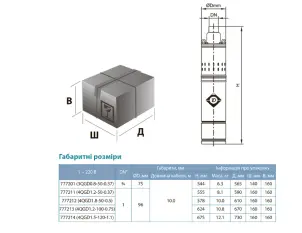 Насос шнековий свердловинний 1.1кВт H 190(116)м Q 45(25)л/хв Ø96мм (нерж) AQUATICA (DONGYIN) 4QGD1.5-120-1.1 (777214) №3