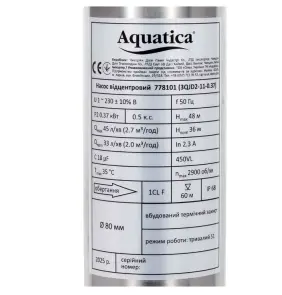 Насос центробежный 1.8кВт H 199(150)м Q 45(30)л/мин Ø80мм mid AQUATICA (778107) №9
