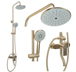 Душовий гарнітур REA VERSO BRUSHED GOLD з виливом №1