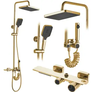 Душовий гарнітур REA HELIX GOLD з виливом №1