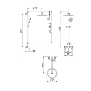 Душова система для душу Lidz Aria 1020 на два споживача (k35) LDARI1020NKS46114 Nickel №2