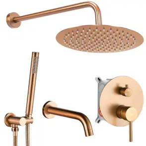 Душова система REA LUNGO BRUSHED COPPER з виливом + BOX прихованого монтажу №1