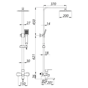 Душевая колонна со смесителем Zerix LR72433 (нерж. сталь) (LL1474) №3