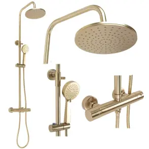 Душовий гарнітур REA PAROT BRUSHED GOLD матове золото з термостатом №1