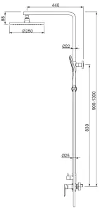 Душевая колонна со смесителем Koer KB-52028-12, 2 функции (KR5311) №7