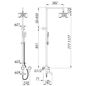 Душевая колонна со смесителем Zerix LR72401 (нерж. сталь) (LL1027) №2