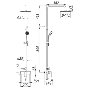 Душевая колонна со смесителем Zerix LR72403 (нерж. сталь) (LL1471) №2