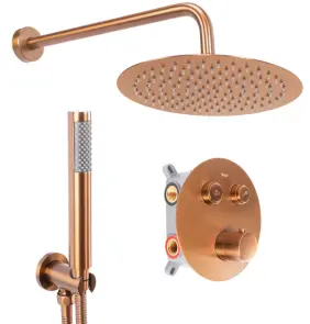 Душова система REA LUNGO BRUSHED COPPER з термостатом + BOX прихованого монтажу №1