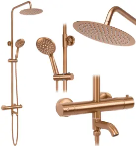 Душовий гарнітур REA LUNGO BRUSHED COPPER з термостатом та виливом №1