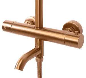 Душовий гарнітур REA LUNGO BRUSHED COPPER з термостатом та виливом №2