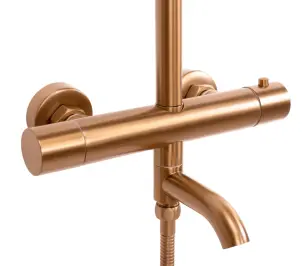 Душовий гарнітур REA LUNGO BRUSHED COPPER з термостатом та виливом №6