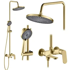 Душовий гарнітур REA MARCO BRUSHED GOLD з виливом №1