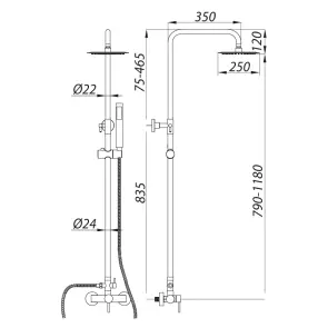 Душевая колонна со смесителем Zerix LR72405 (нерж. сталь) (LL1473) №3