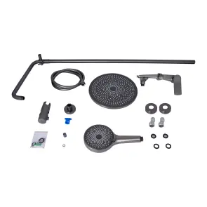 Душова система універсальна Qtap Slavonice на три споживача (з виливом) QTSLA111GMB45910 Gunmetal Black PVD №12