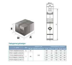 Насос шнековый скважинный 0.75кВт H 170(107)м Q 35(20)л/мин Ø96мм (нерж) AQUATICA (DONGYIN) 4QGD1.2-100-0.75 (777213) №14