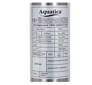 Насос центробежный 0.55 кВт H 65(49)м Q 45(30)л/мин Ø80мм 35м кабеля mid AQUATICA 3QJED2-15-0.55 (778402) №5