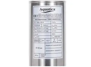 Насос центробежный 0.75кВт H 84(65)м Q 55(35)л/мин Ø102мм 45м кабеля mid AQUATICA 4QJED3-12-0.75 (778443) №7