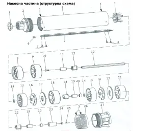 Насос відцентровий свердловинний 0.9кВт H 143(107)м Q 45(30)л/хв Ø80мм AQUATICA (DONGYIN) 3SDm1.8/33 (777107) №17
