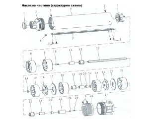 Насос скважинный центробежный 0.37кВт H 45(36)м Q 80(50)л/мин Ø94мм AQUATICA (DONGYIN) 3.5SDm3/8 (777112) №16