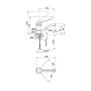 Смеситель Для раковины локтевой Lidz Watt 002M с поворотным изливом (k40) LDWAT002MCRM34861 Chrome №2