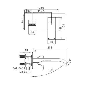Смеситель для умывальника Koer KB-16007-01 встраиваемый (Цвет хром) (KR3450) №2
