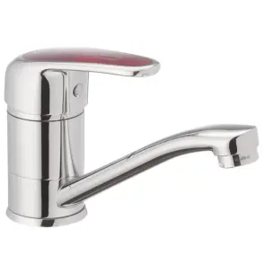 Смеситель для умывальника Haiba Magic 555 (15 см) с красной ручкой (HB0673) №2