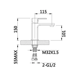 Смеситель Для раковины Lidz Dozorca 001 (k35) LDDOZ001CRM45403 Chrome №2