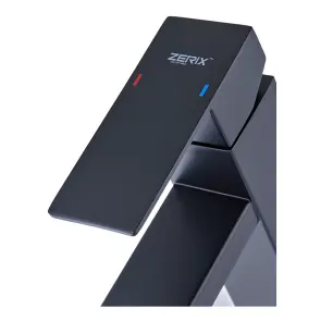 Змішувач для умивальника з нерж. сталі SUS304 Zerix KUB-001 Black (ZX4703) №2